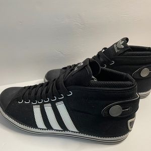 adidas Black and White High-Top Athletic Shoes